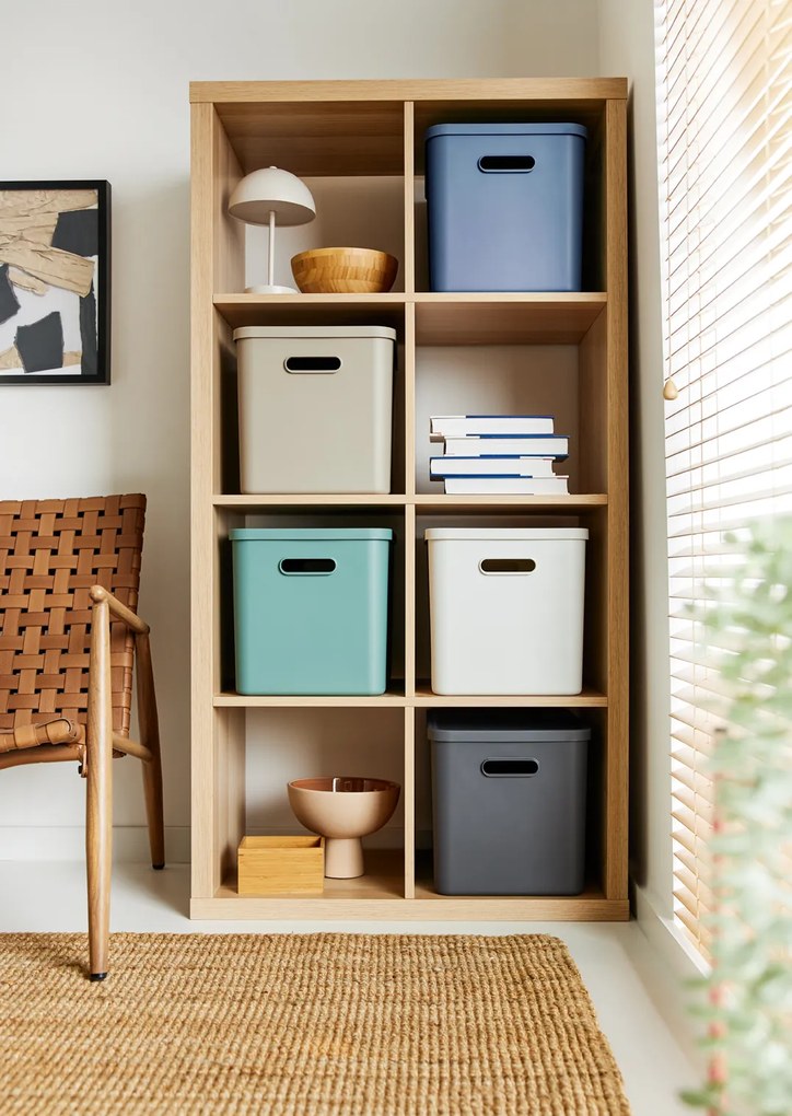 Rotho Úložný box, rovný s víkem, 27l, antracit ALBU LIGHT, 37x29x30