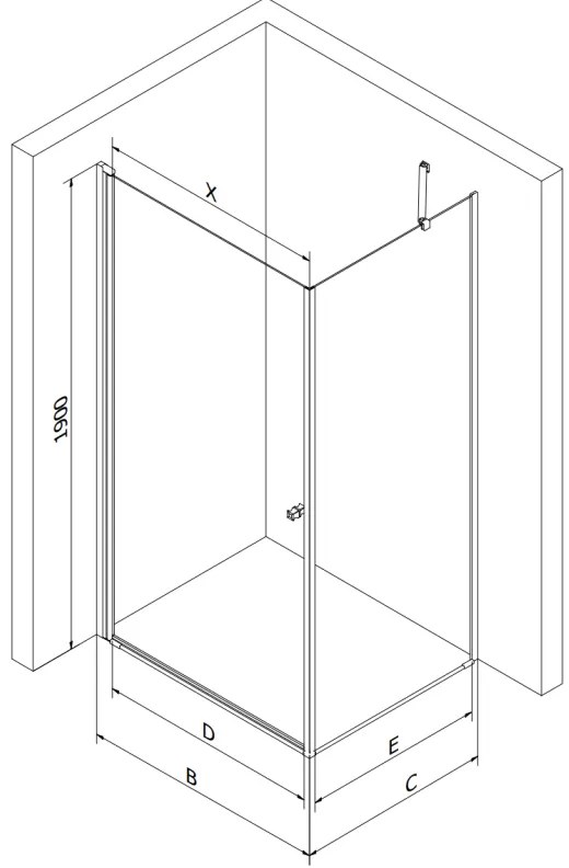 Mexen Pretoria sprchovací kút 90x120cm, 6mm sklo, chrómový profil-šedé sklo, 852-090-120-01-40
