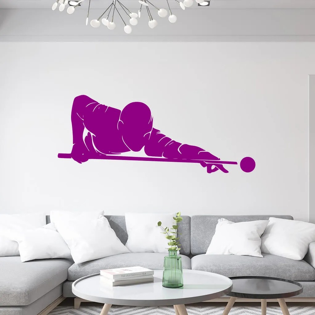 Veselá Stena Samolepka Hráč biliardu Farba: oranžová, Veľkosť: 100 x 39 cm