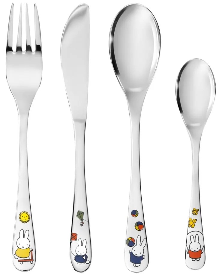Antikoro detský príbor v striebornej farbe 4 ks Miffy – Zilverstad