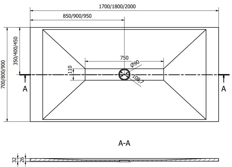 Mexen Toro, SMC obdĺžniková sprchová vanička 200 x 90 cm, biela, 43109020