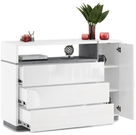 Komoda s zásuvkou FRED biela/šedá