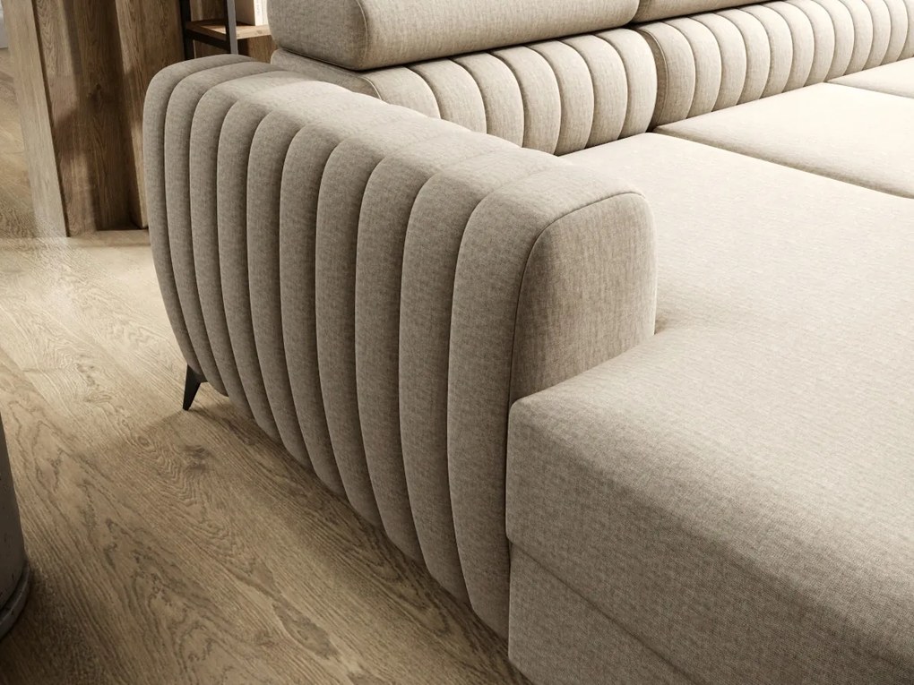 Moderná rohová sedačka 270x203x90 Opierky hlavy Funkcia Vysoké nohy Dorado O-sofa