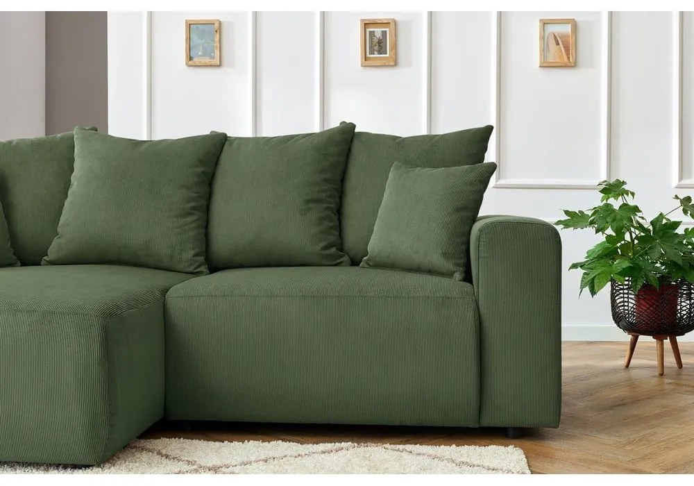 Zelená zamatová rohová pohovka Enjoy – Bobochic Paris