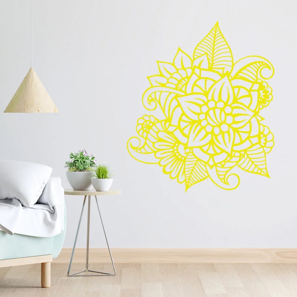 Veselá Stena Samolepka Kvetinový ornament Farba: modrá, Veľkosť: 80 x 69 cm