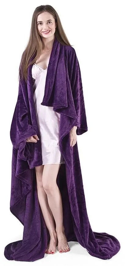 Tmavofialová televízna deka z mikrovlákna DecoKing Lazy, 180 × 150 cm