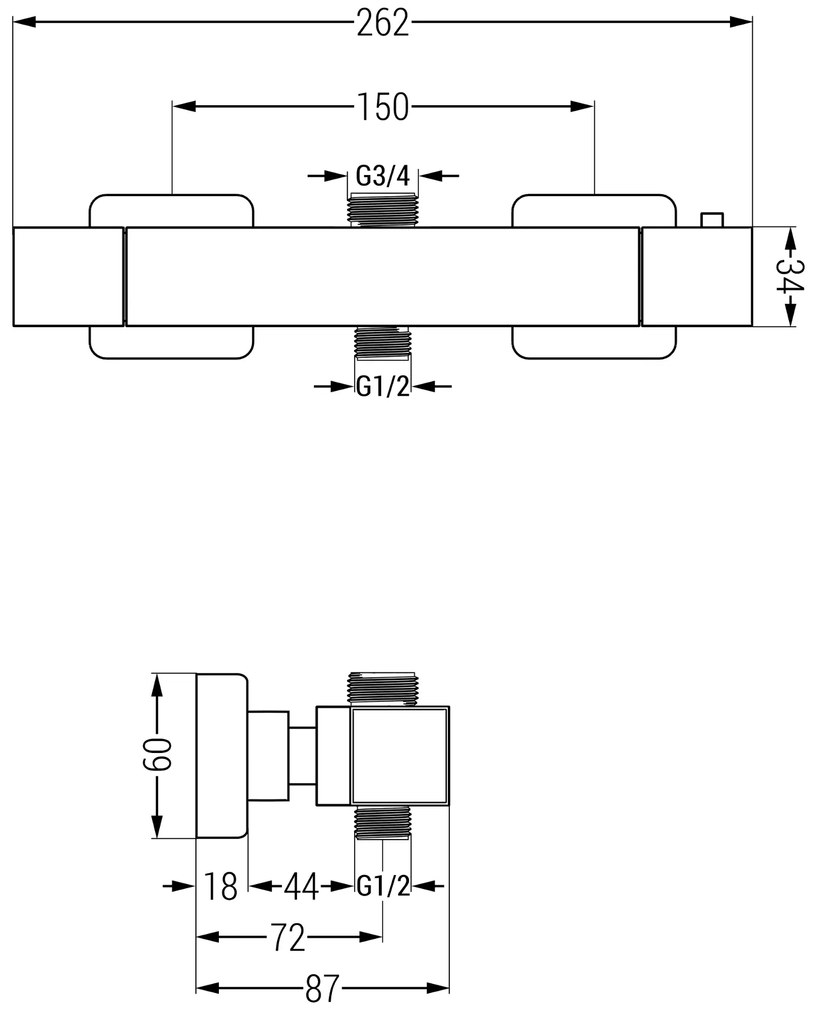 Mexen Tord, sprchová zostava s termostatickou batériou Cube, chrómová, 77250200-00