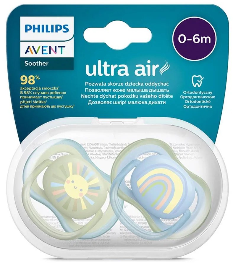 Dojčenský cumlík Ultra air Avent 0- 6 mesiacov - 2 ks chlapec, vel. 0-6 m