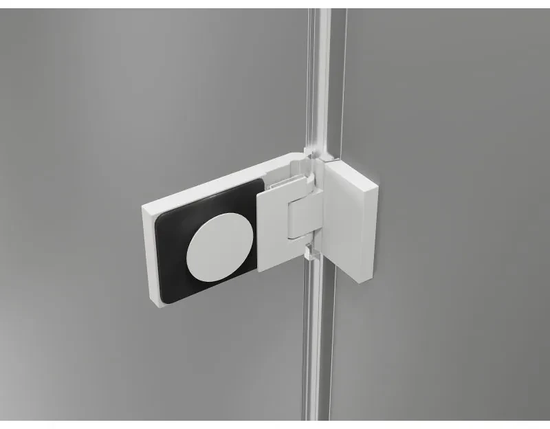Mexen Lunar-F L, skladací sprchový kút ľavý 80 x 80 cm, 8mm číre sklo, biely profil, 836L-080-080-20-00-L
