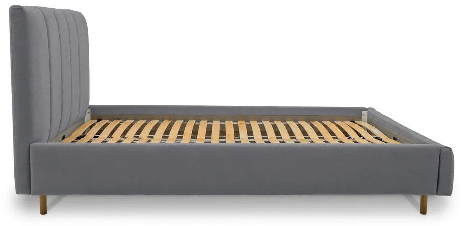 Sivá čalúnená dvojlôžková posteľ s roštom 180x200 cm Zee – Scandic