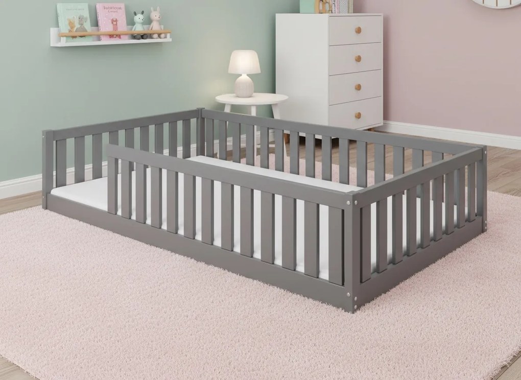 Široká posteľ BELLA SIMA 120×200 cm Montessori – grafitová