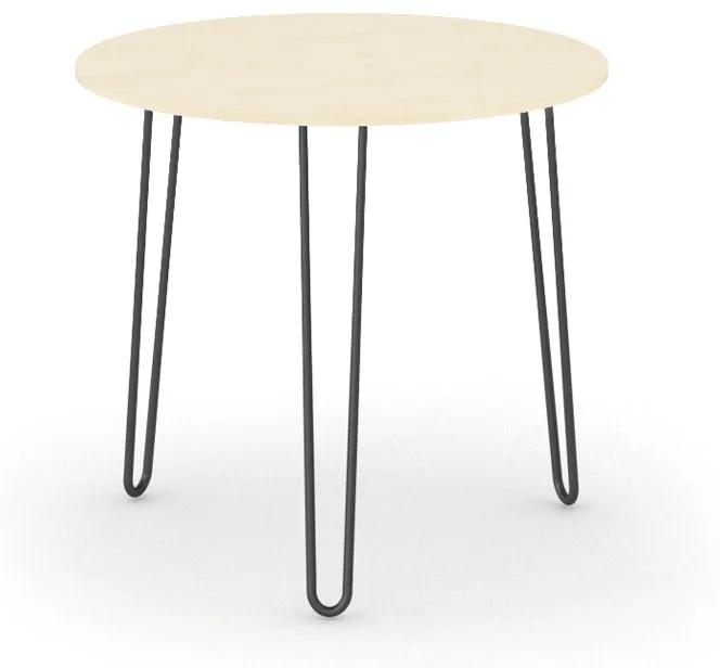 Okrúhly jedálenský stôl SPIDER, priemer 800 mm, čierna podnož, doska dub prírodný