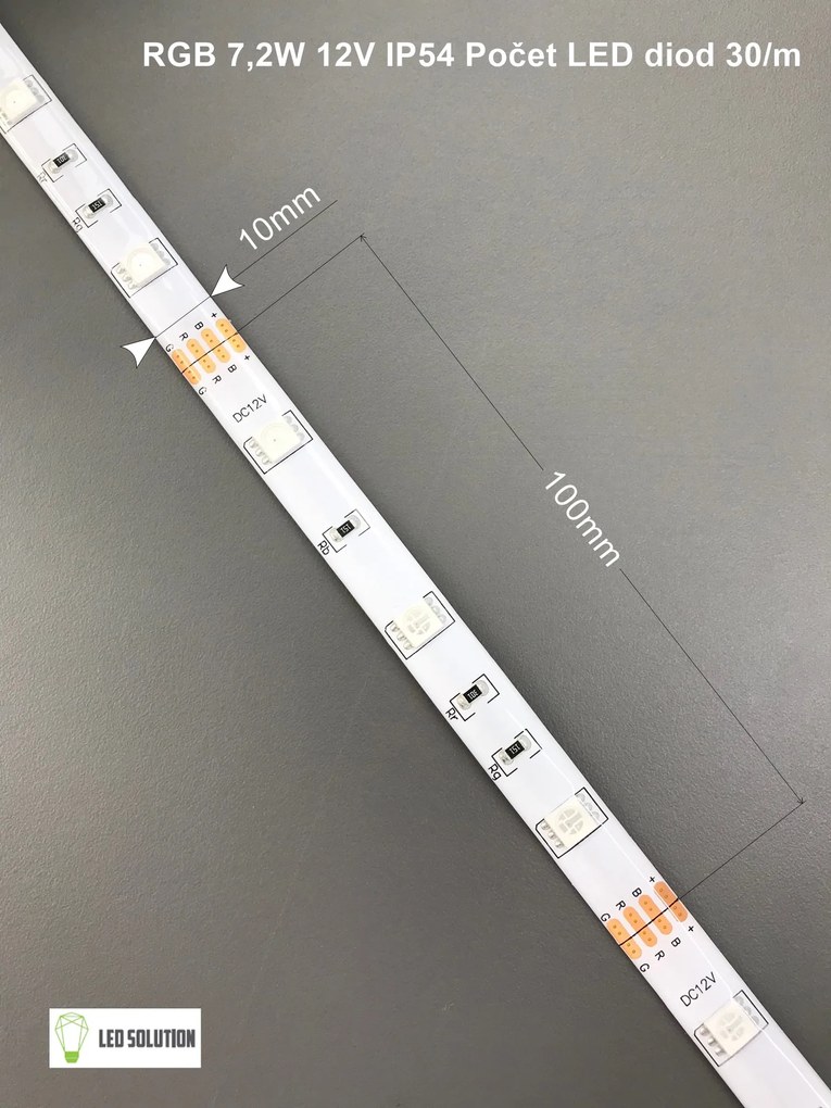 RGB LED pásik 7,2Wm 12V s krytím IP54