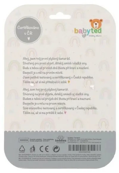 Usínačik babyted Srnček, hryzátko, hrkálka plyš 25 x 25cm, hnedá