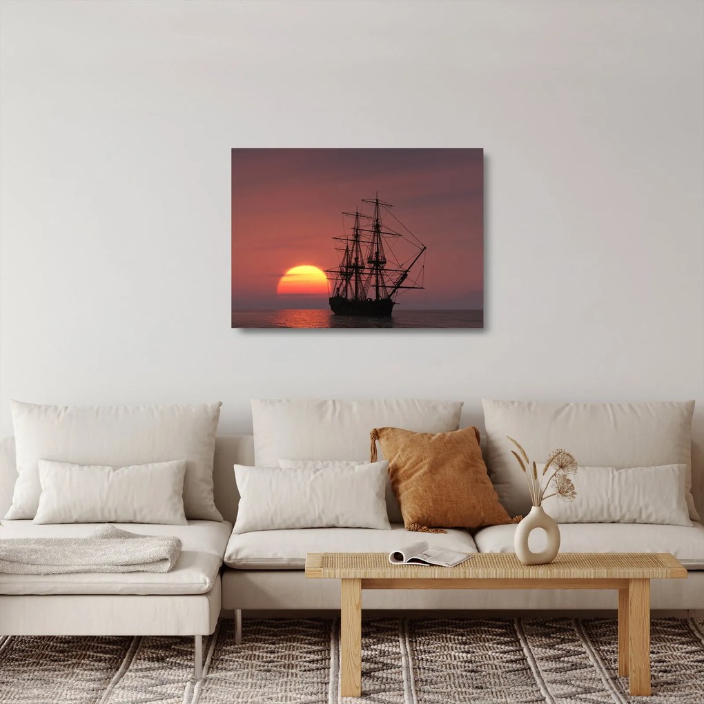 Sklenený obraz - Stredoveká loď (70x50 cm)
