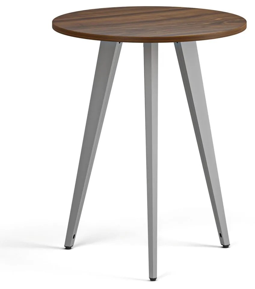 Konferenčný stôl PRIMO VIBE, priemer 60 cm, sivostrieborná podnož, orech