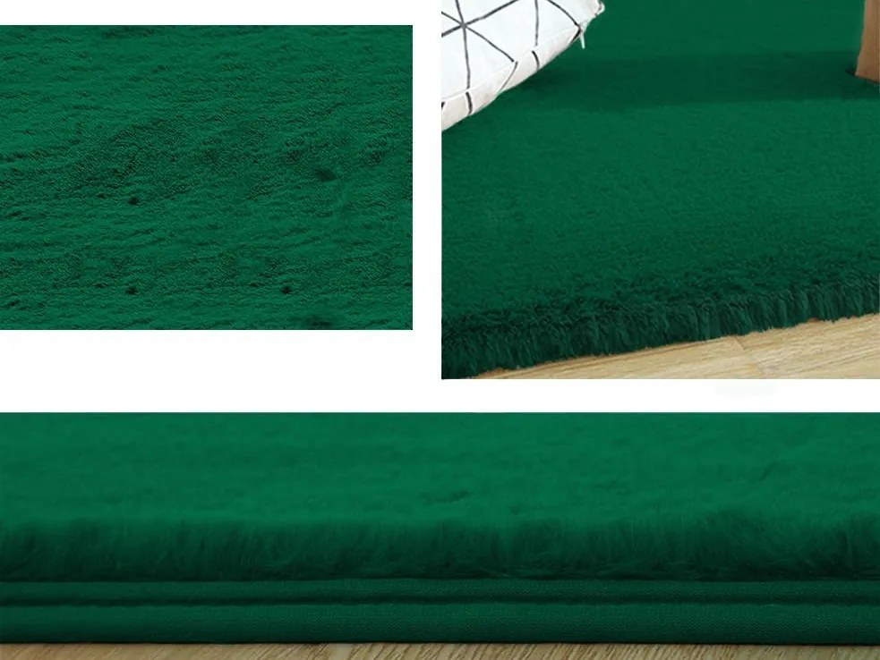 Koberec Rabbit zelený obdĺžnikový s efektom králičej kožušiny Rozmer: 200x300 cm