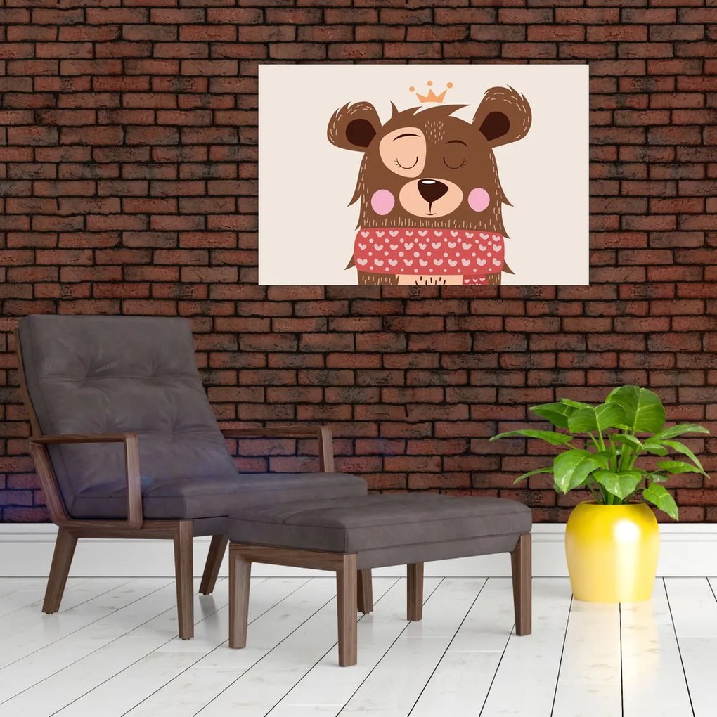 Obraz - Medvedík s červeným šálom (90x60 cm)