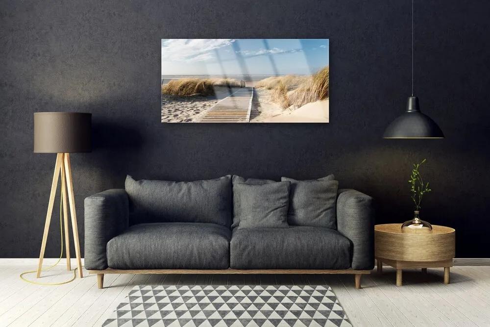 Obraz na skle Pláž chodník krajina 120x60 cm