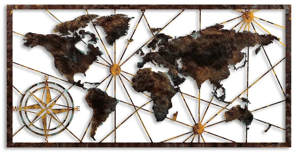 Nástěnná kovová dekorace World Map Large 1 vícebarevná