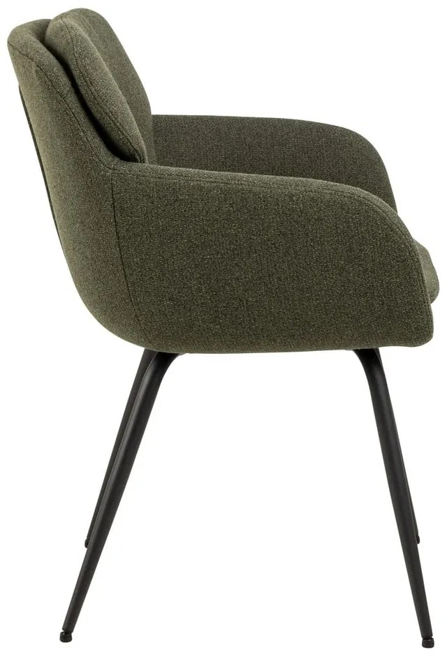 Khaki čalúnené jedálenské kreslo s podrúčkami Dora – Actona