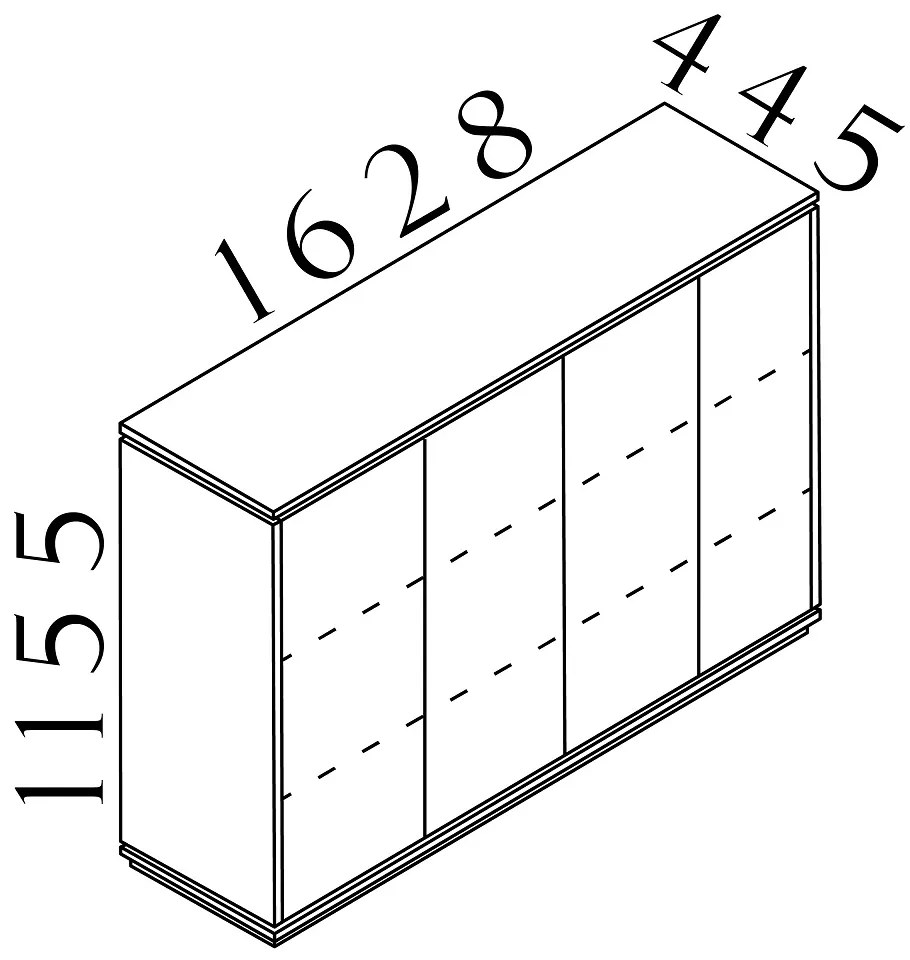 Stredná skriňa Creator 162,8 x 44,5 x 115,5 cm, biela / antracit