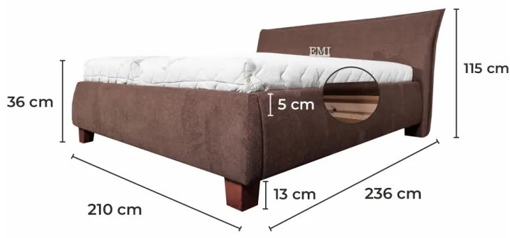 Posteľ čalúnená VALERIA LUX + lamelový rošt + matrac EMI