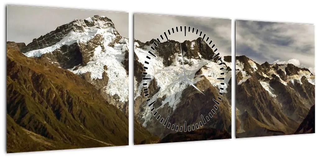 Obraz hory Sefton, Nový Zéland (s hodinami) (90x30 cm)