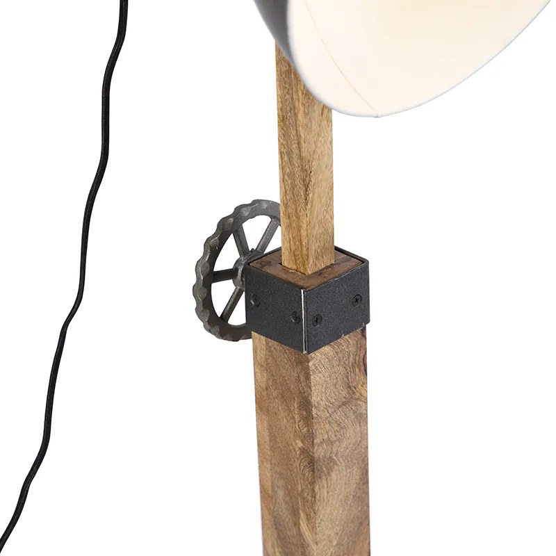 Priemyselná stojaca lampa tmavosivá s mangovým drevom - Mangoes