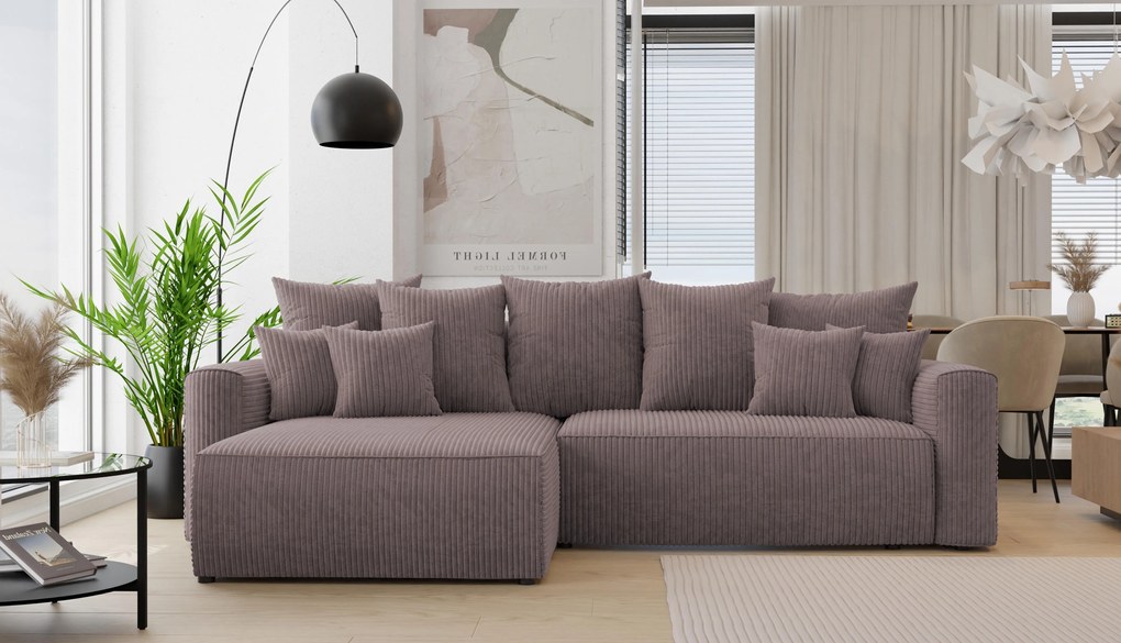 Rohová sedačka Baria (L) (tmavohnedá). Akcia -20%. Vlastná spoľahlivá doprava až k Vám domov. 1133083