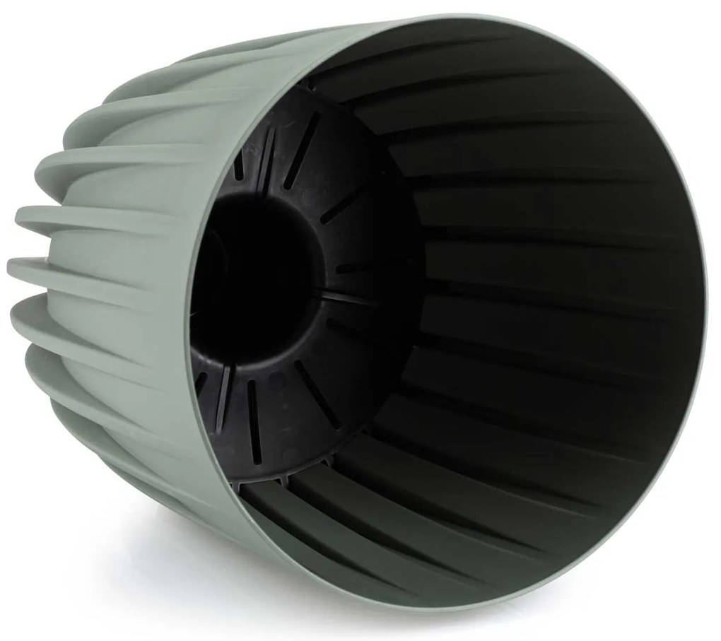 PLASTOVÝ KVETINÁČ STRIPPED 25X30 CM ZELENÁ