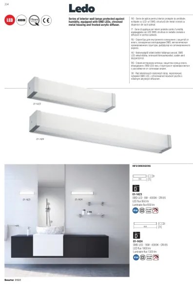 Redo 01-1424 - LED Kúpeľňové nástenné svietidlo LEDO 1xLED/16W/230V IP44