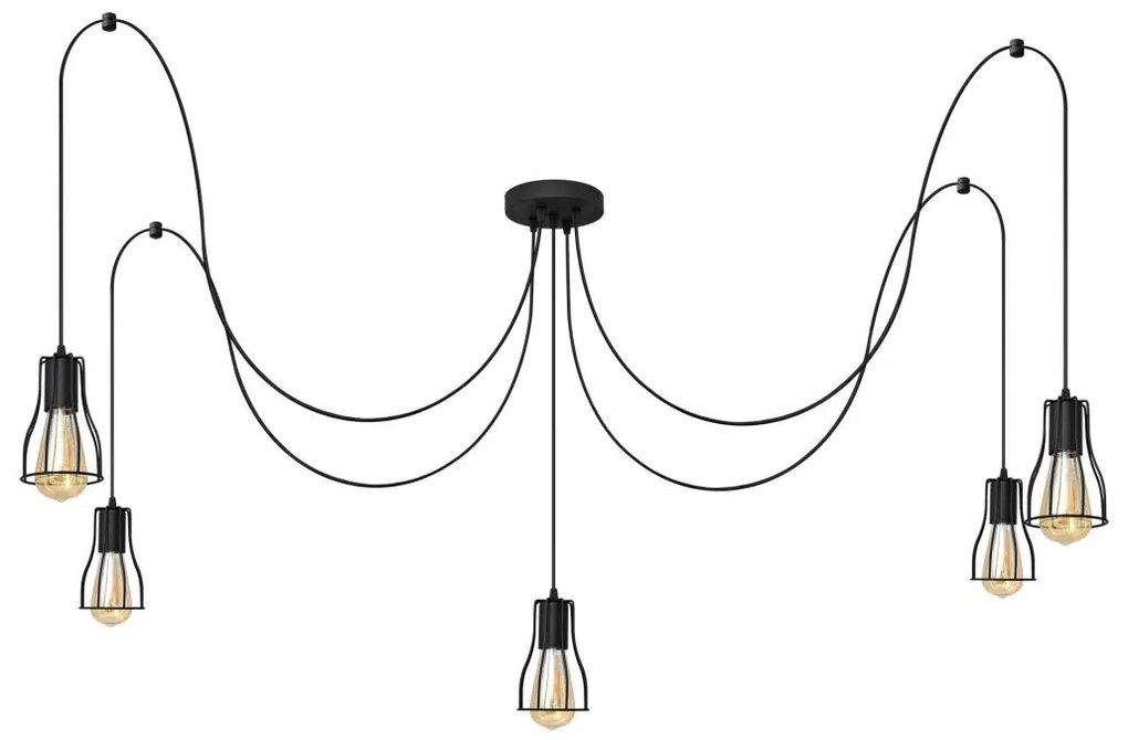 Luster na lanku TUBE LONG 5xE27/10W/230V čierna