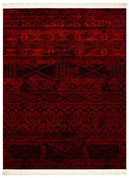 Koberec ORIENT 4722 so strapcami / orientálny, bordový / čierny