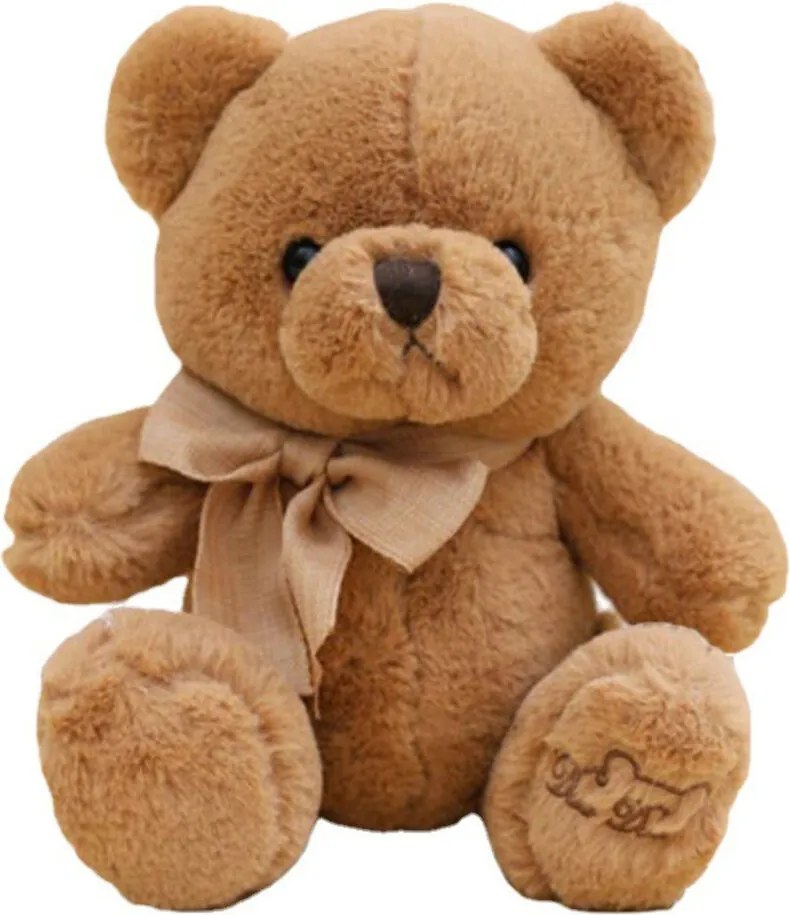 LEAN Toys Plyšový maskot objímateľný veľký medvedík s kartovou hrou hnedý 40cm