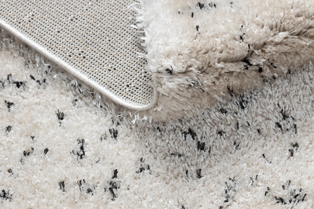 Koberec FLUFFY 2372 shaggy,  bodky krém / antracit