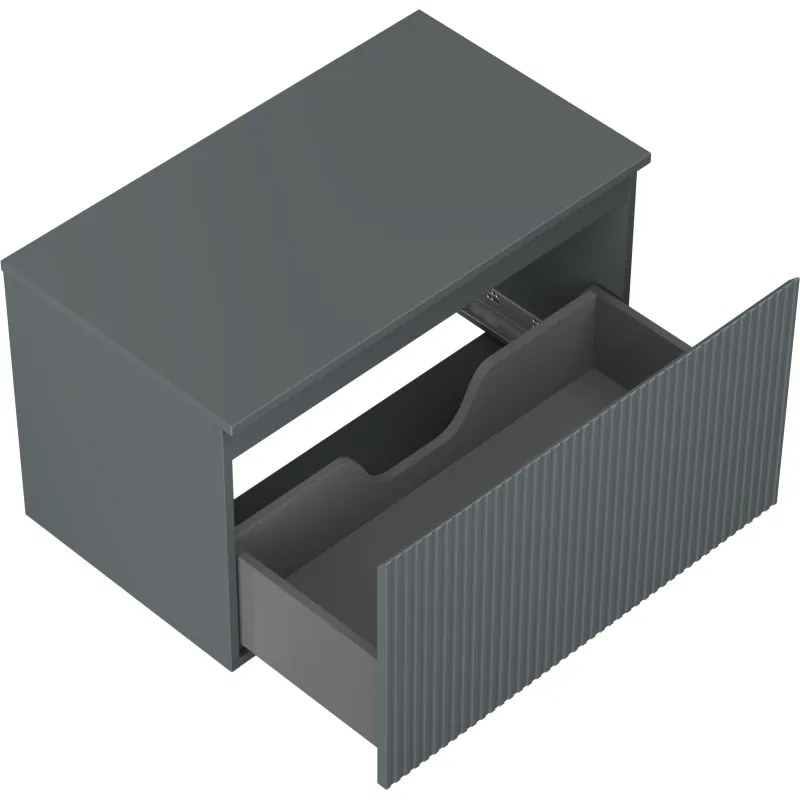 Mexen Rivel, kúpeľňová skrinka 80 cm s hornou časťou, 1 zásuvka, drážkovaná, grafitová matná, 91A20-08047-1-BFC66