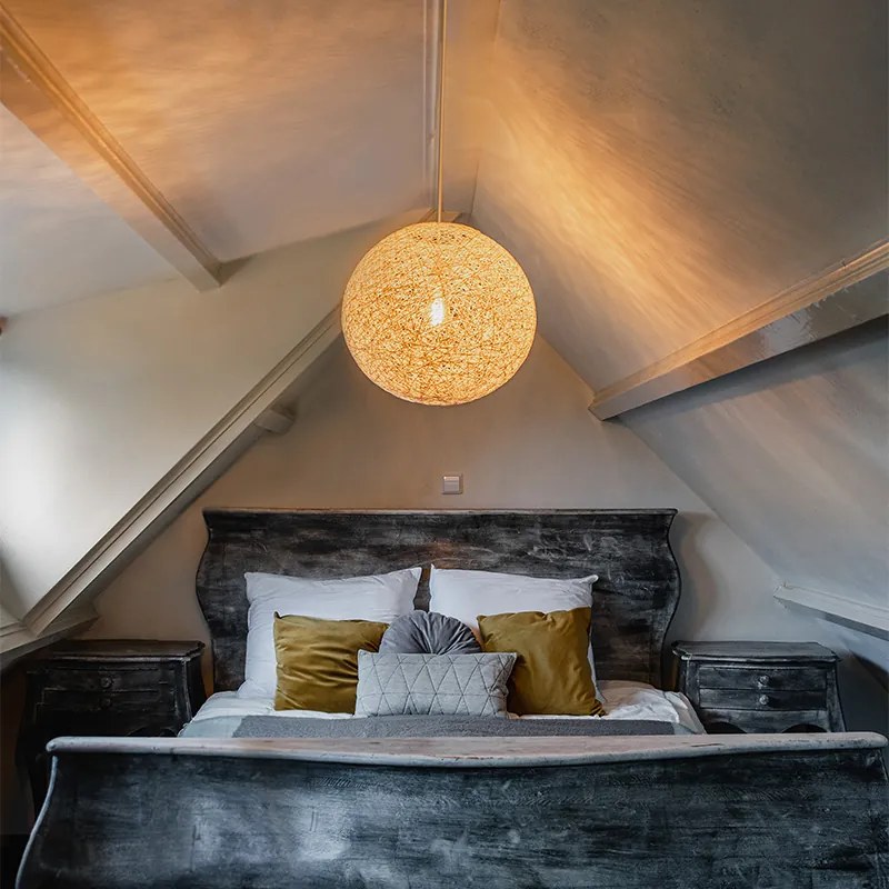 Rustikálne závesné svietidlo biele 45 cm - Corda