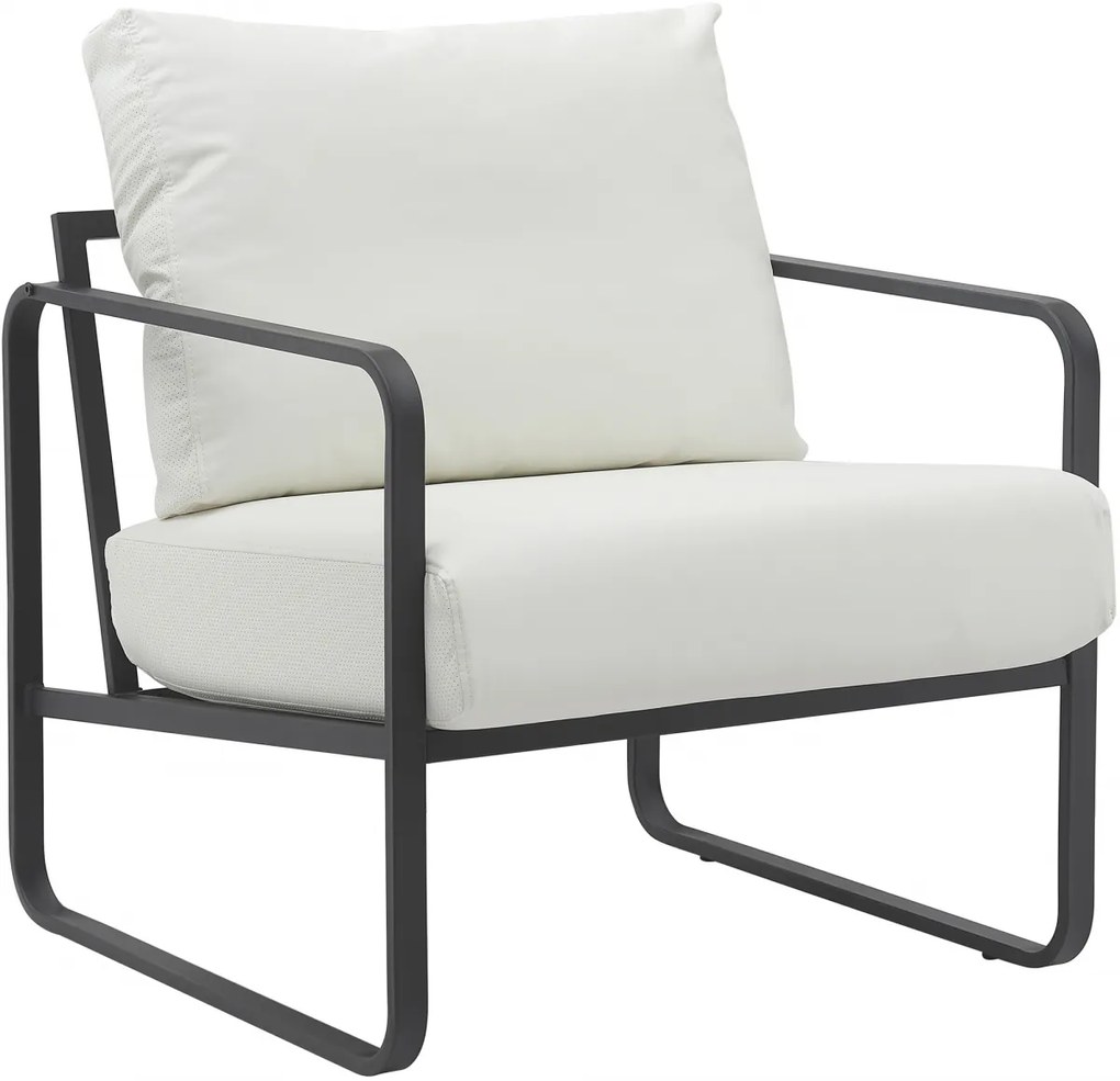 Design-Shop Kreslo Manea - koženka / kov - Biela