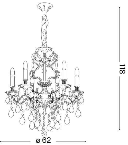 Ideal Lux - Krištáľový luster na reťazi GIOCONDA 6xE14/40W/230V pr. 62 cm zlatá