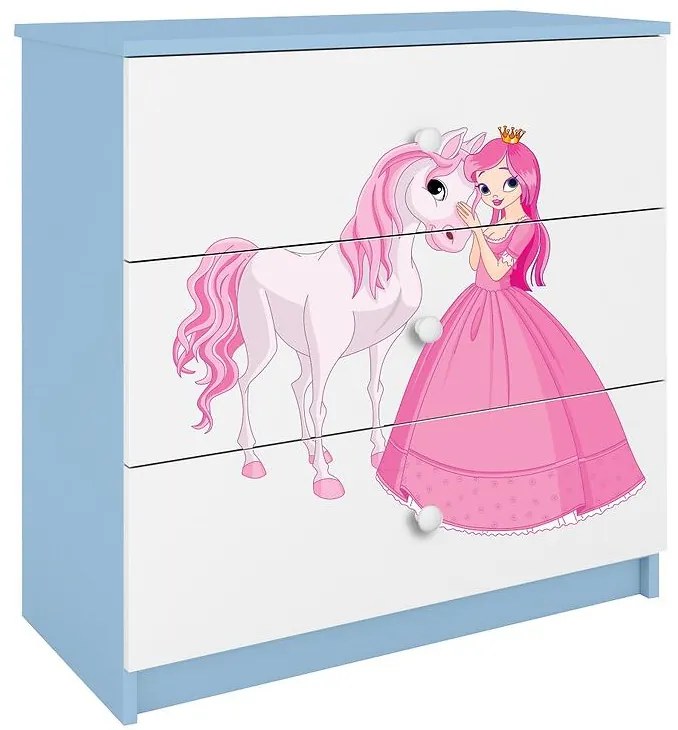 Detská komoda  Babydreams modrá – Princezná 2