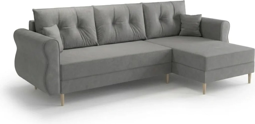 Rozkladacia obojstranná sedacia súprava do L SILVIANO 230x140 cm, sivá