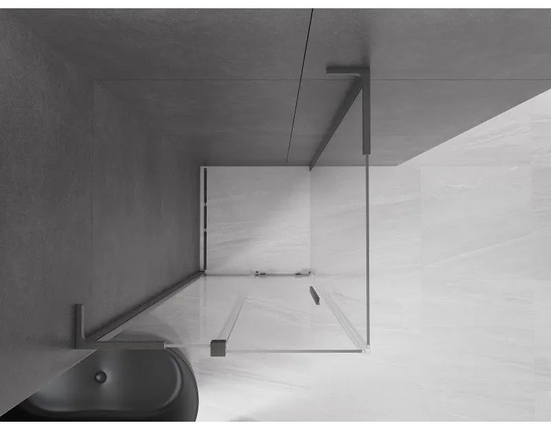 Mexen Velar L, sprchový kút s posuvnými dverami 110 x 110 cm, 8mm číre sklo, grafit brúsený, 871-110-110-03-66