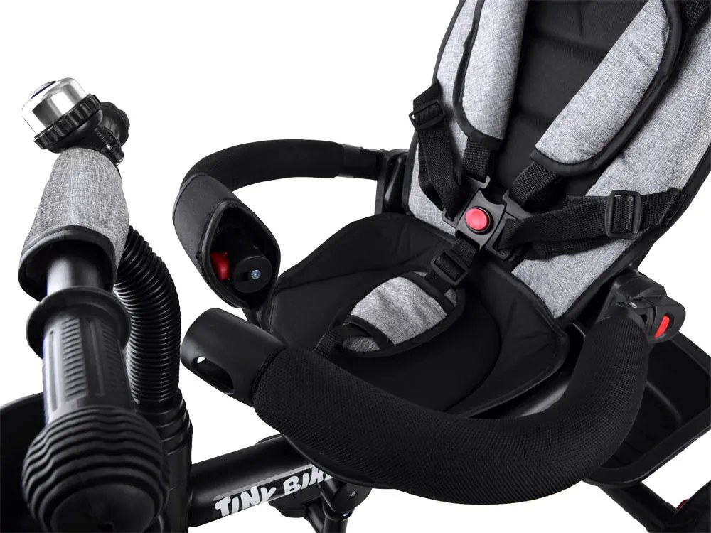 Detská trojkolka Tiny Bike 3 v 1 so strieškou, otočná SP0650 sivá