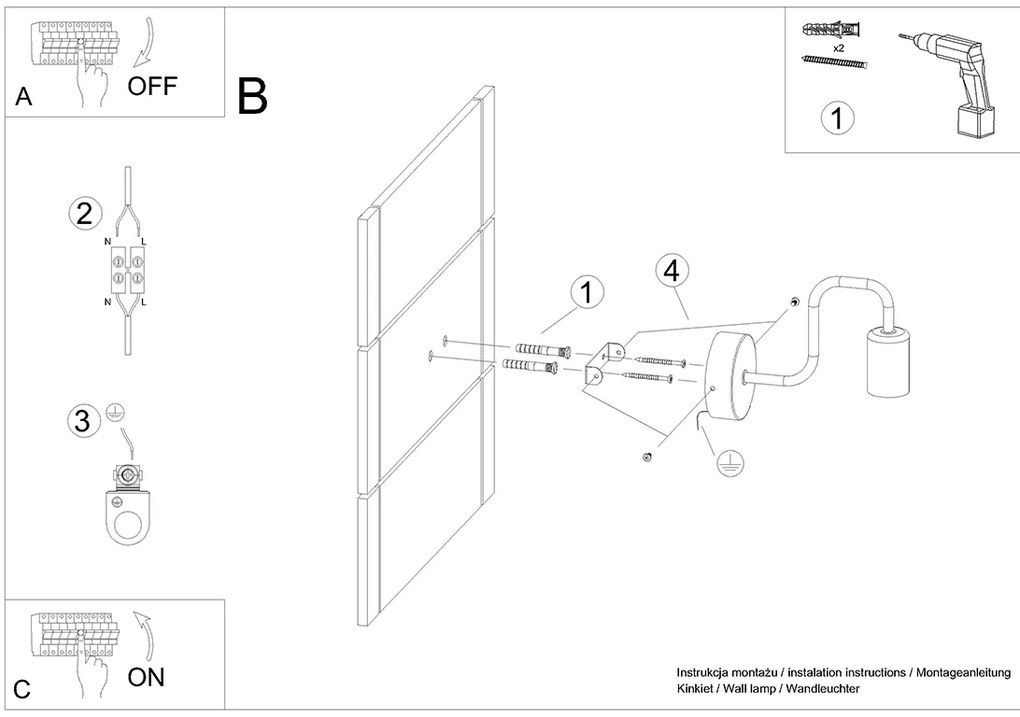 Nástenné svietidlo Vector 1, čierne telo svietidla