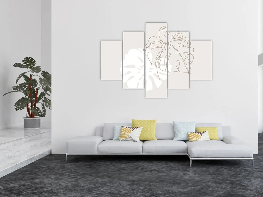 Obraz - Line art monstera N⁰2 (150x105 cm)