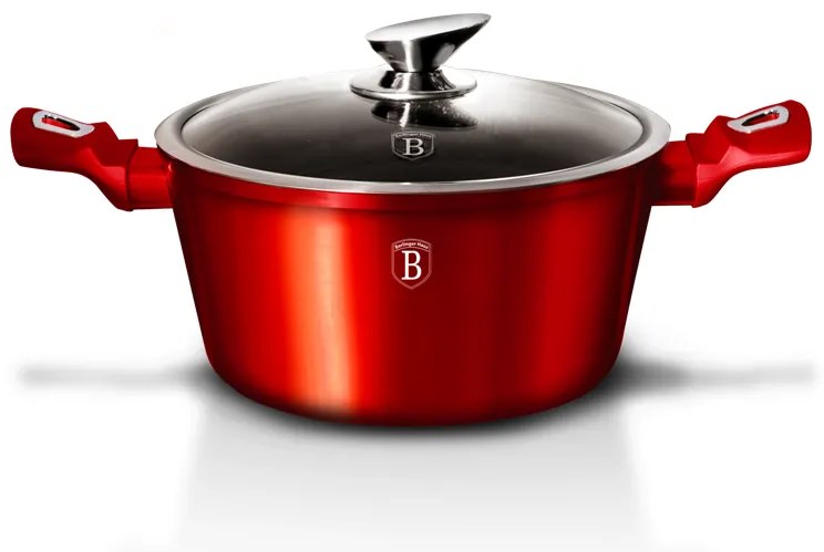 Nepriľnavý hrniec 24 cm, Burgundy metallic line BerlingerHaus