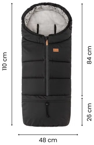 PETITE&MARS - Súprava detského fusaku 3v1 JIBOT + rukávniky na kočík svetlosivá