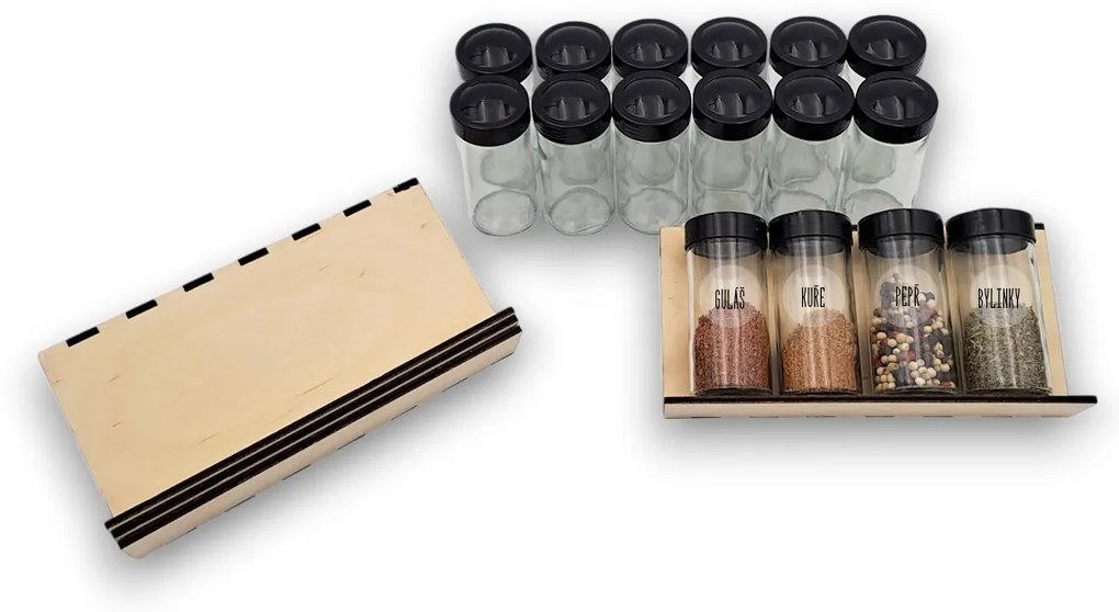 Orion Súprava 16 ks koreničiek BLACK 80 ml + 4 ks organizér na koreničky VASKY + súprava 24 ks štítkov