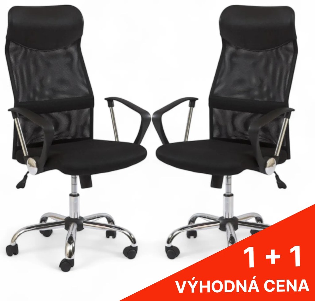 Ergonomická kancelárska stolička s priedušným operadlom 1 + 1